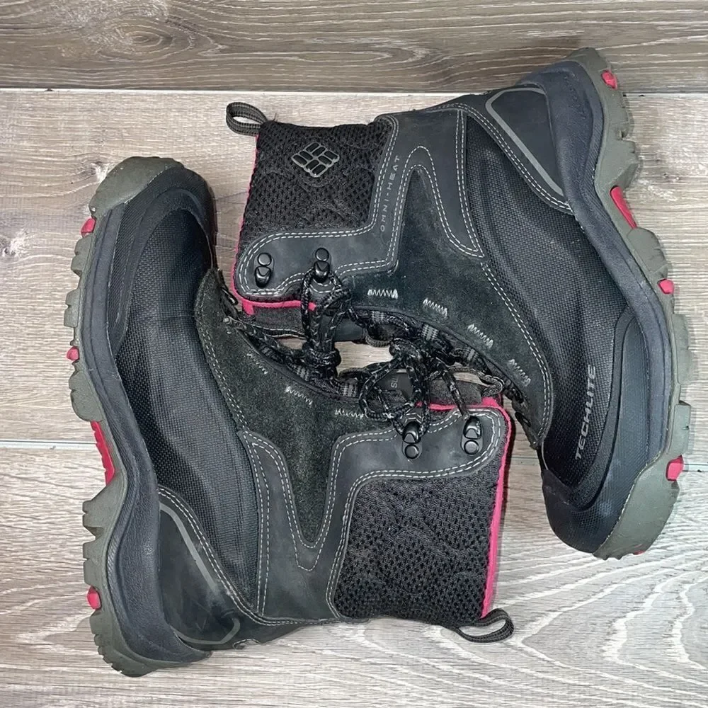 Columbia Bugaboot Techlite Women’s Sz 7 Black Pink Warm 200g Waterproof Boots